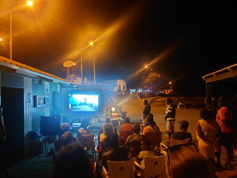 Open-air film screening.